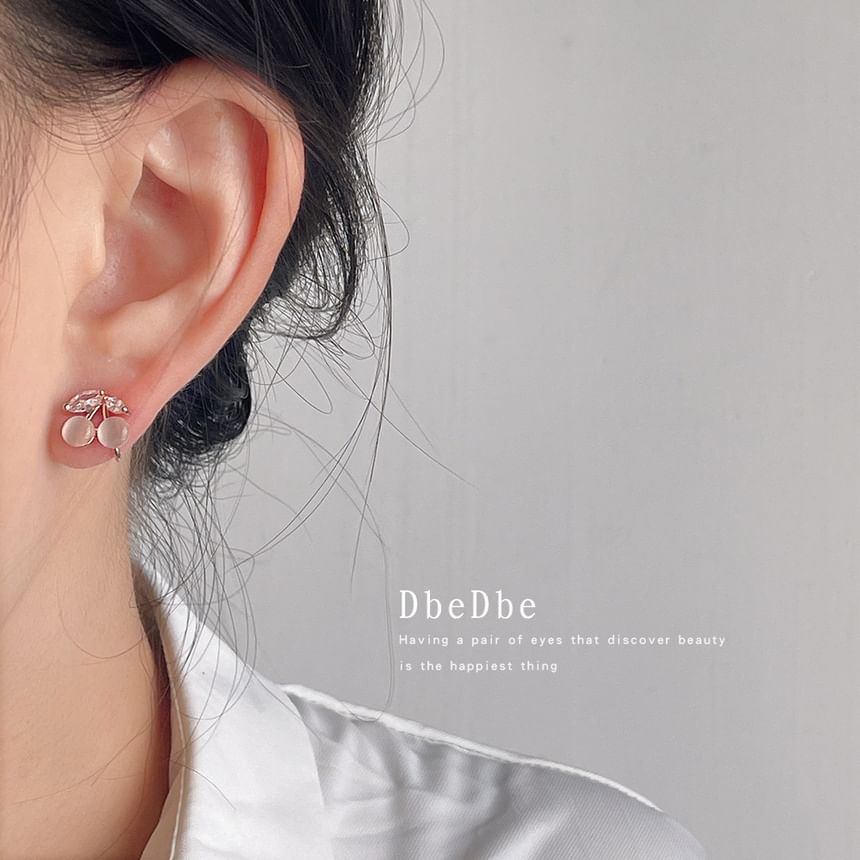 Alloy Rhinestone Cherry Faux Stone Eye Cat Ear Cuff