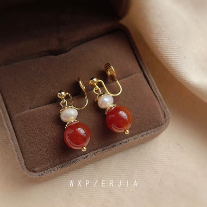 Alloy Freshwater Agate Earring Drop Pearl Bead