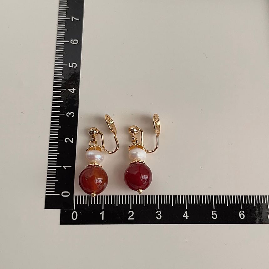 Alloy Freshwater Agate Earring Drop Pearl Bead