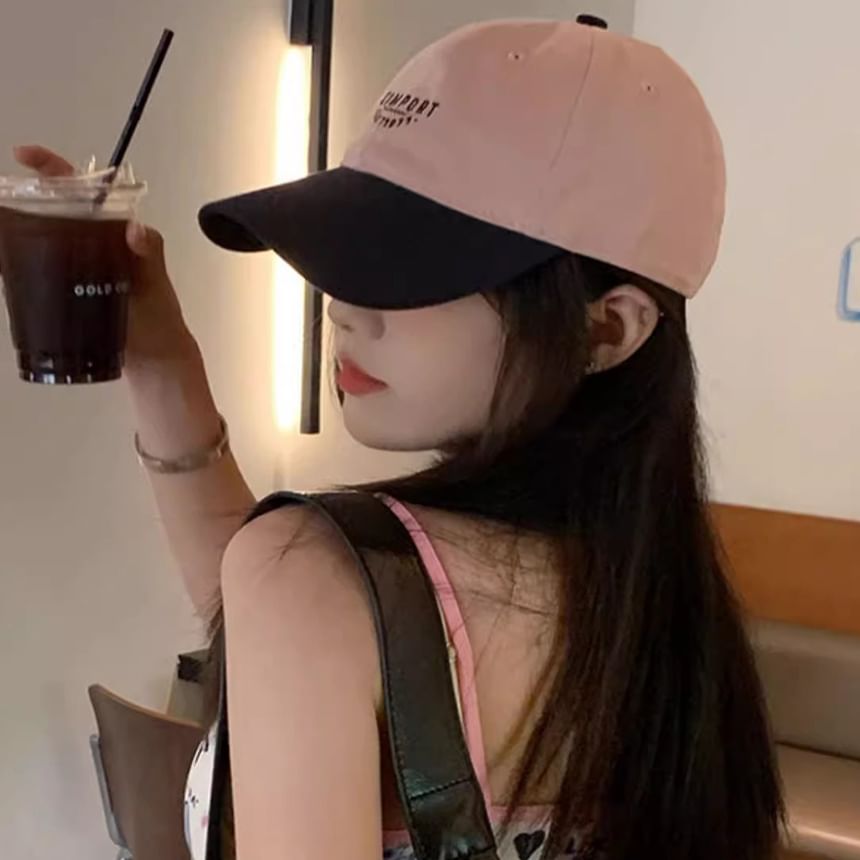 Embroidered Two Tone Lettering Baseball Cap