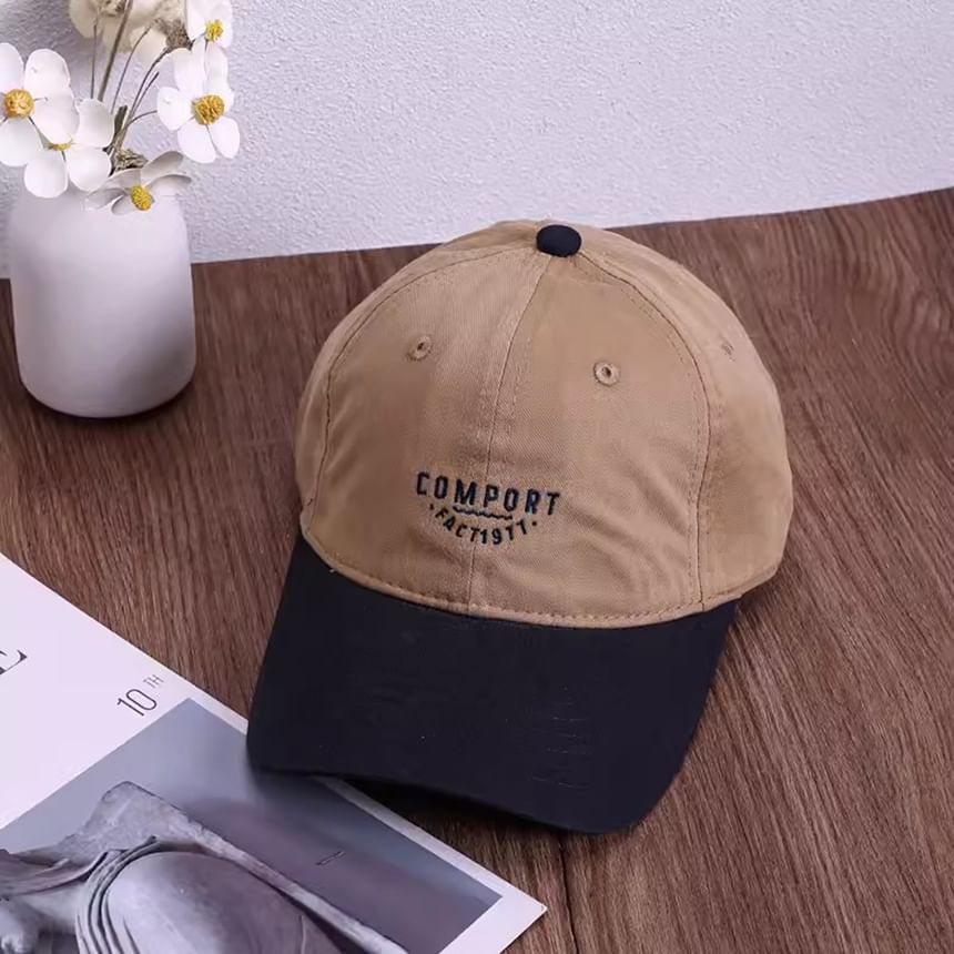 Embroidered Two Tone Lettering Baseball Cap