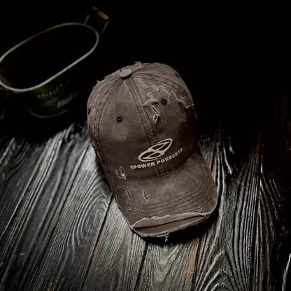 Cap Embroidered Lettering Baseball Distressed