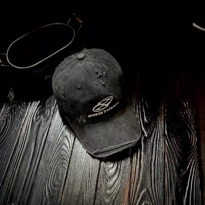 Cap Embroidered Lettering Baseball Distressed