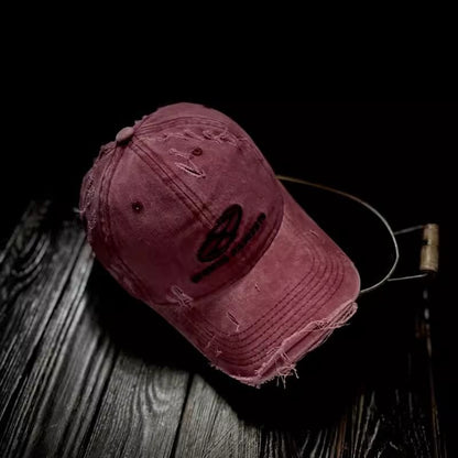 Cap Embroidered Lettering Baseball Distressed