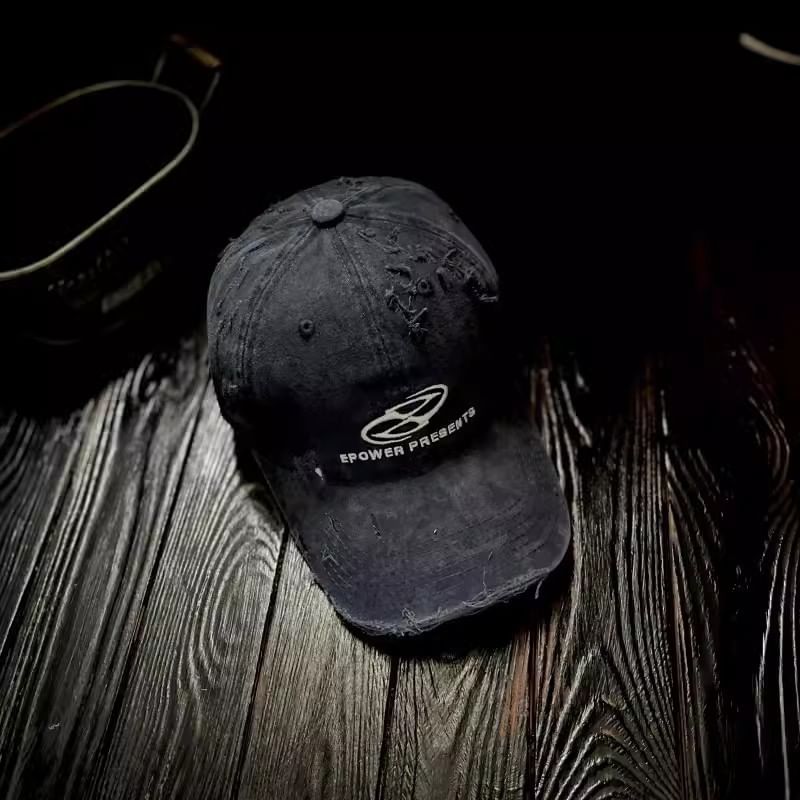 Cap Embroidered Lettering Baseball Distressed