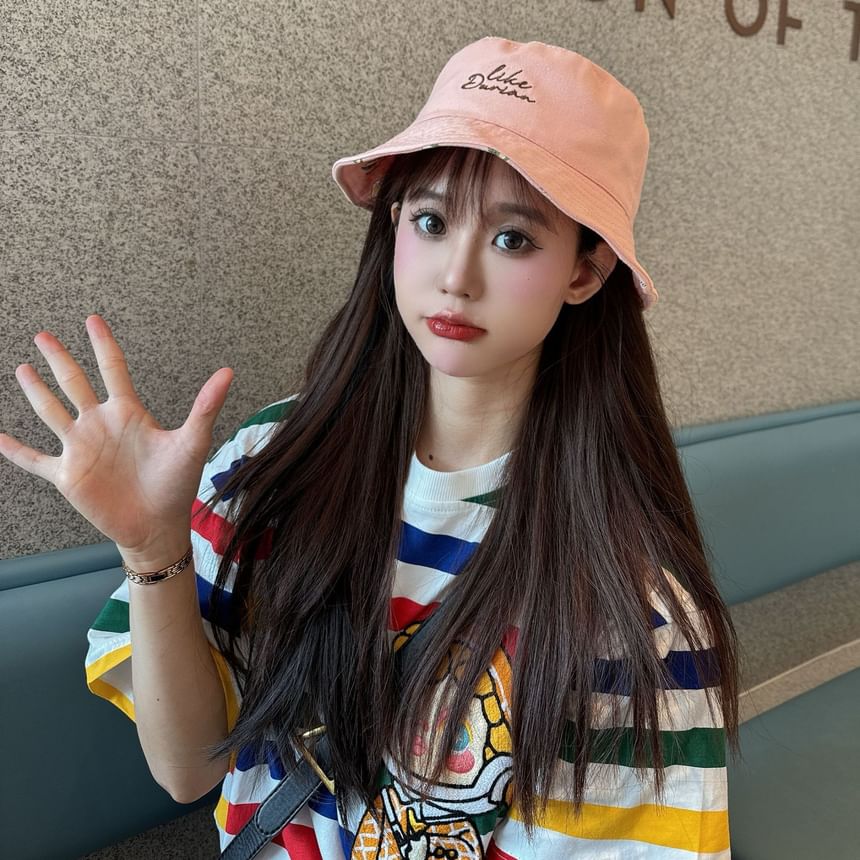 Reversible Embroidered Hat Lettering Bucket