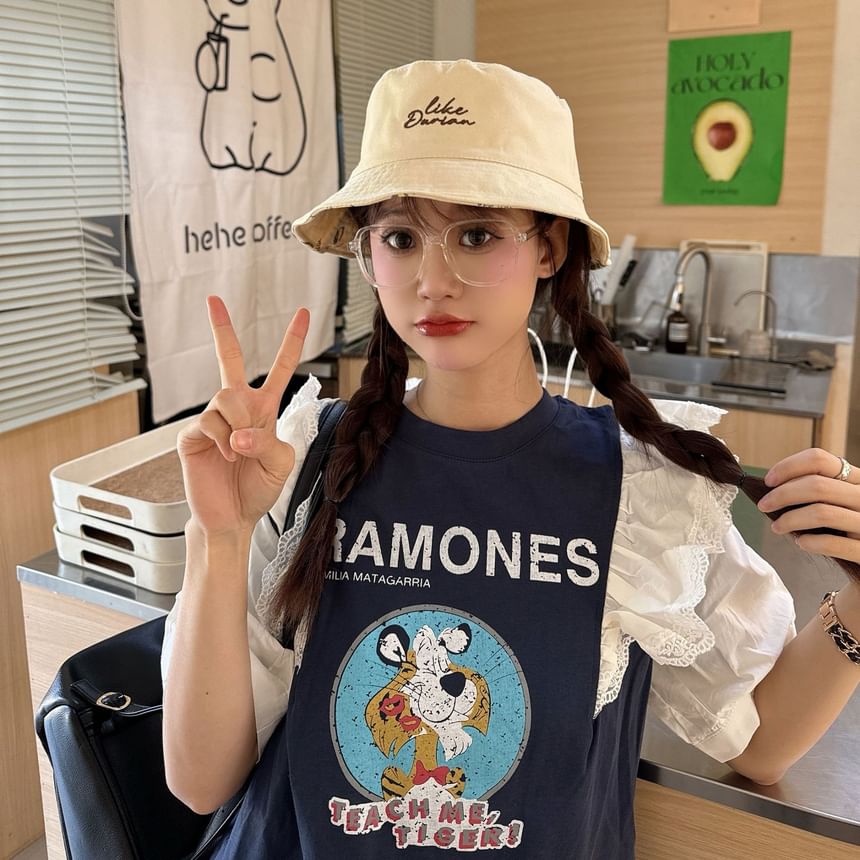 Reversible Embroidered Hat Lettering Bucket