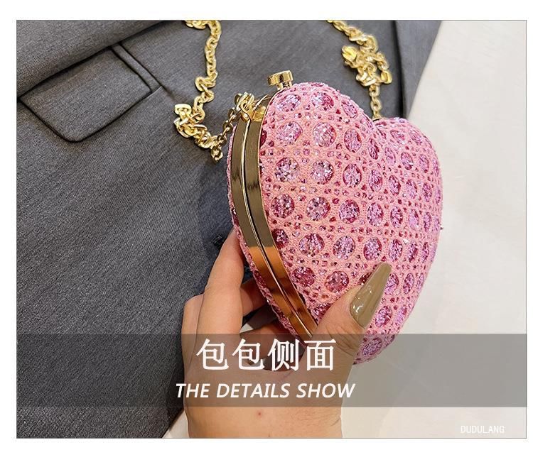 Rhinestone Heart Crossbody Bag