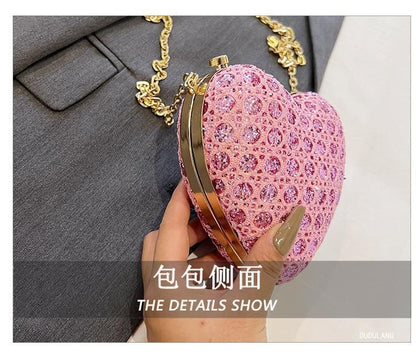 Rhinestone Heart Crossbody Bag