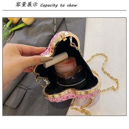 Rhinestone Heart Crossbody Bag