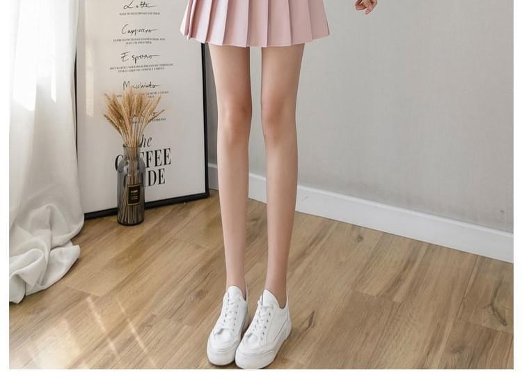High Waist Plain Pleated Mini A-Line Skirt