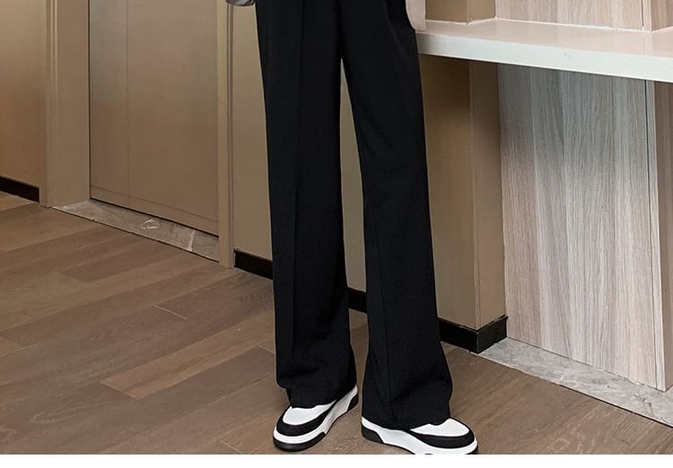 High Waist Plain Wide Leg Dress Pants