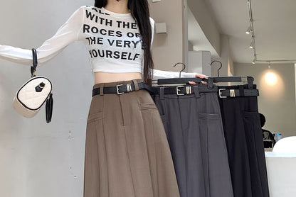 High Waist Plain Midi A