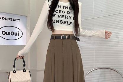 High Waist Plain Midi A