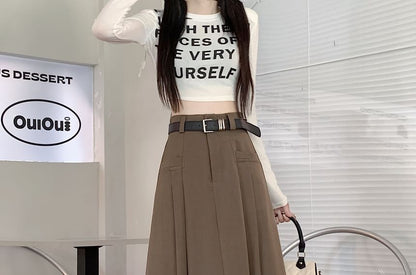 High Waist Plain Midi A