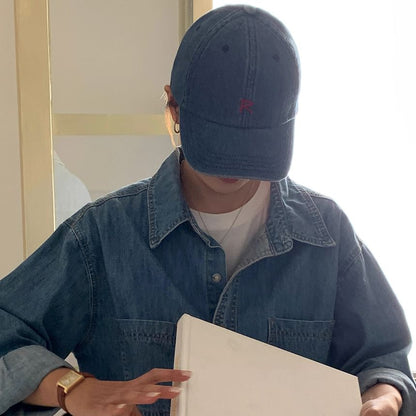 Cap Baseball Denim Lettering Washed