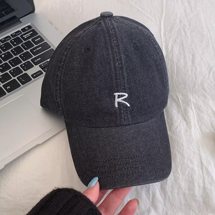 Cap Baseball Denim Lettering Washed