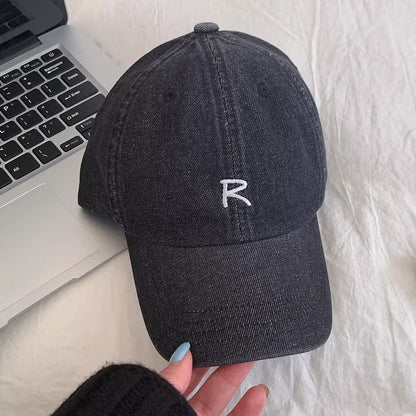 Cap Baseball Denim Lettering Washed