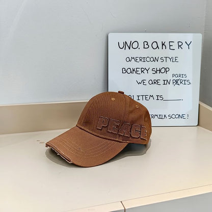Lettering Applique Baseball Cap Distressed
