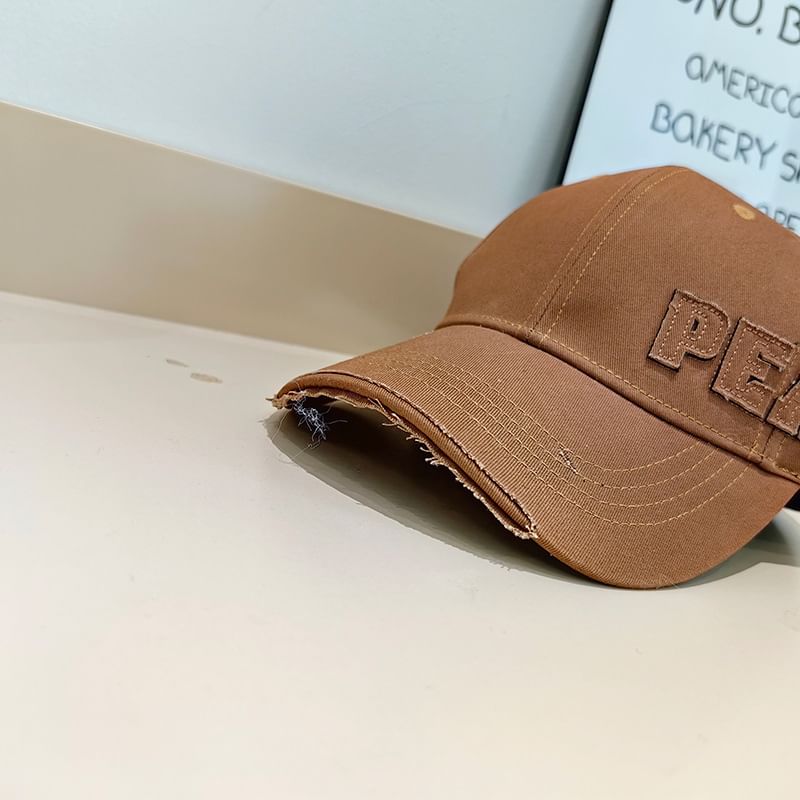 Lettering Applique Baseball Cap Distressed