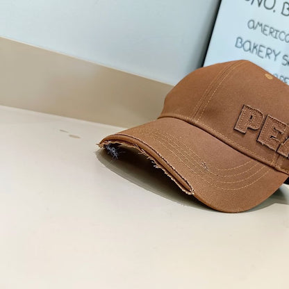 Lettering Applique Baseball Cap Distressed
