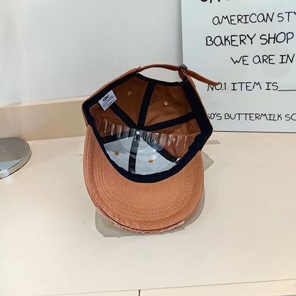 Lettering Applique Baseball Cap Distressed