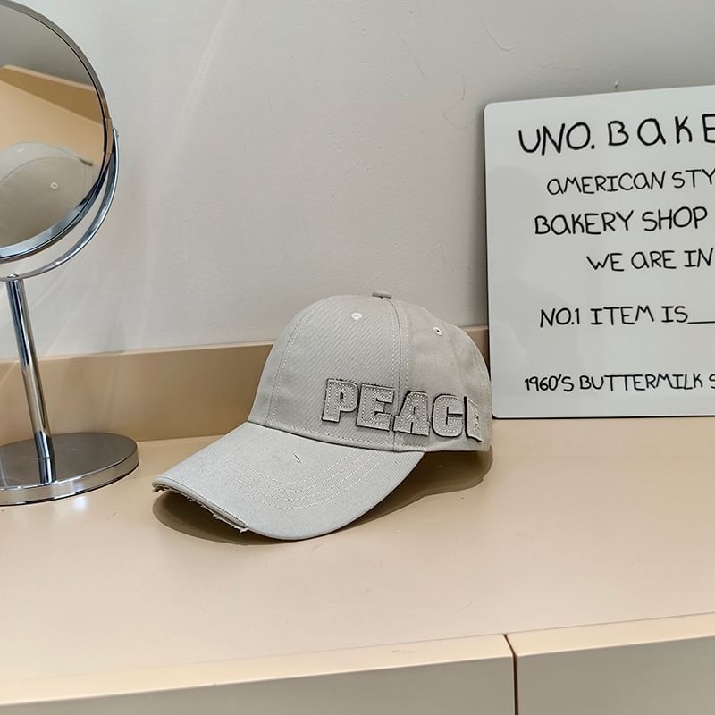 Lettering Applique Baseball Cap Distressed