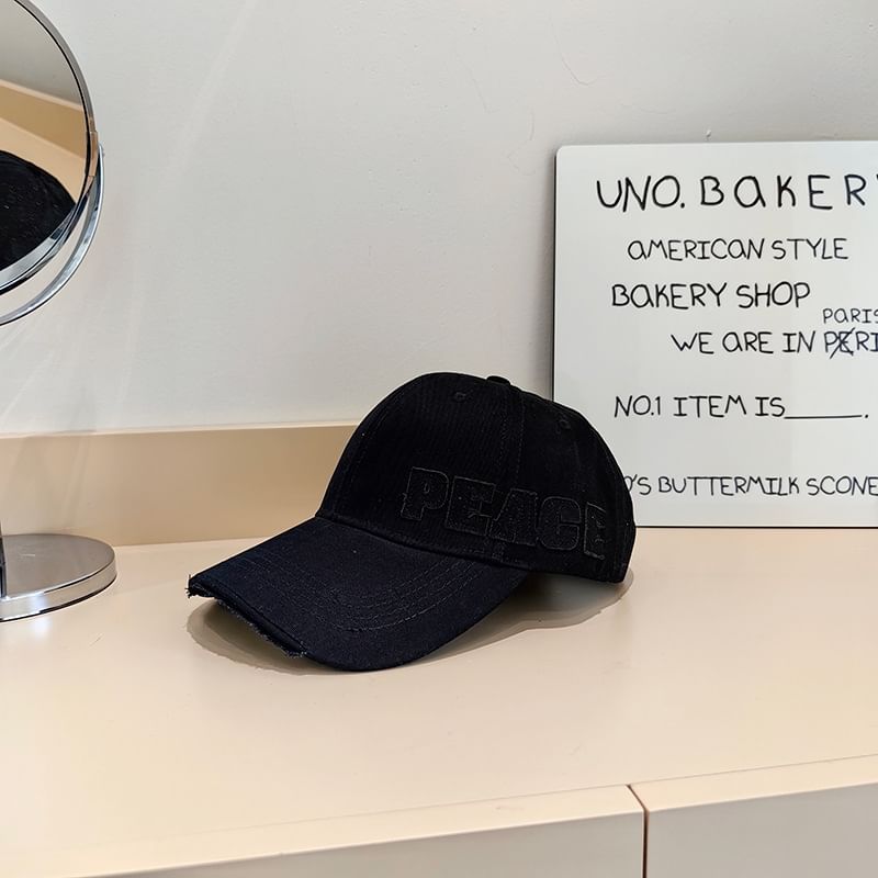 Lettering Applique Baseball Cap Distressed