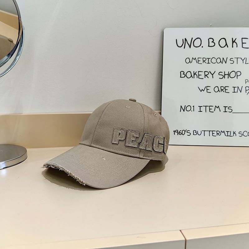 Lettering Applique Baseball Cap Distressed