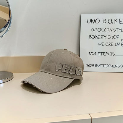 Lettering Applique Baseball Cap Distressed