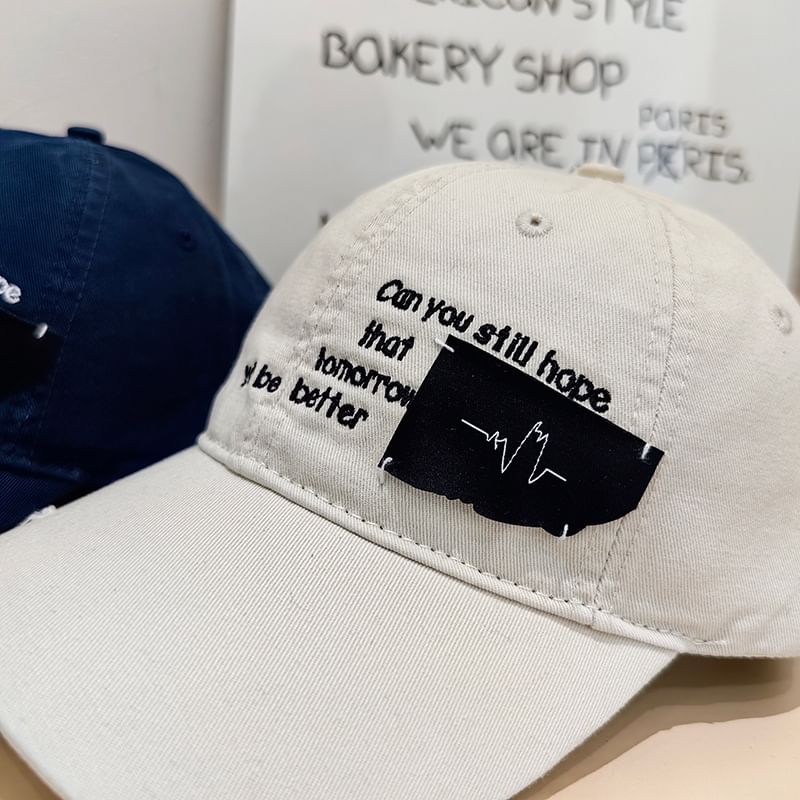 Lettering Applique Cap Distressed Baseball