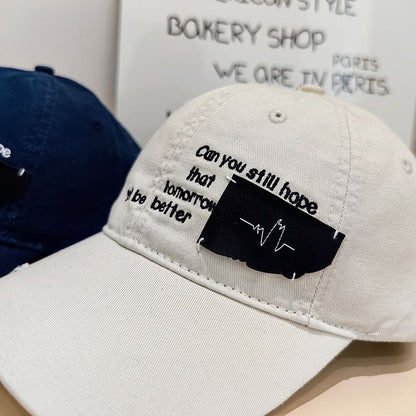 Lettering Applique Cap Distressed Baseball