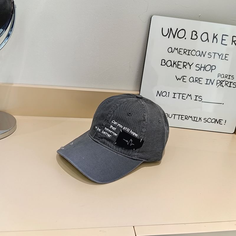 Lettering Applique Cap Distressed Baseball