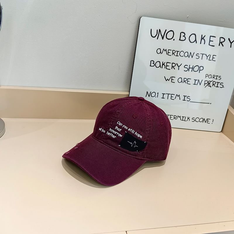 Lettering Applique Cap Distressed Baseball