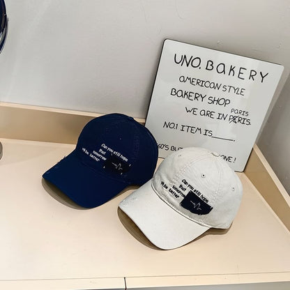 Lettering Applique Cap Distressed Baseball