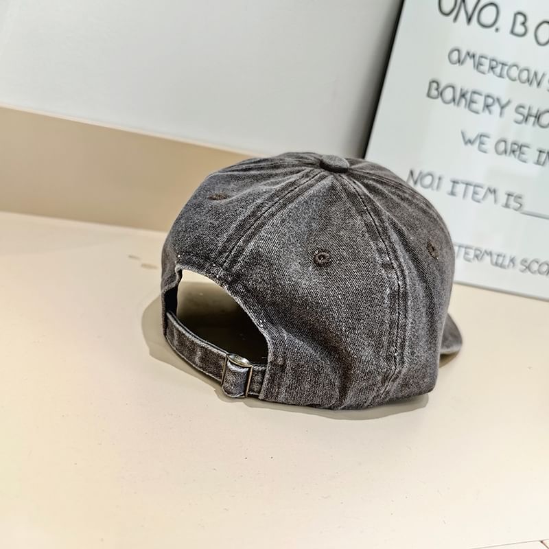 Cap Baseball Washed Lettering Embroidered