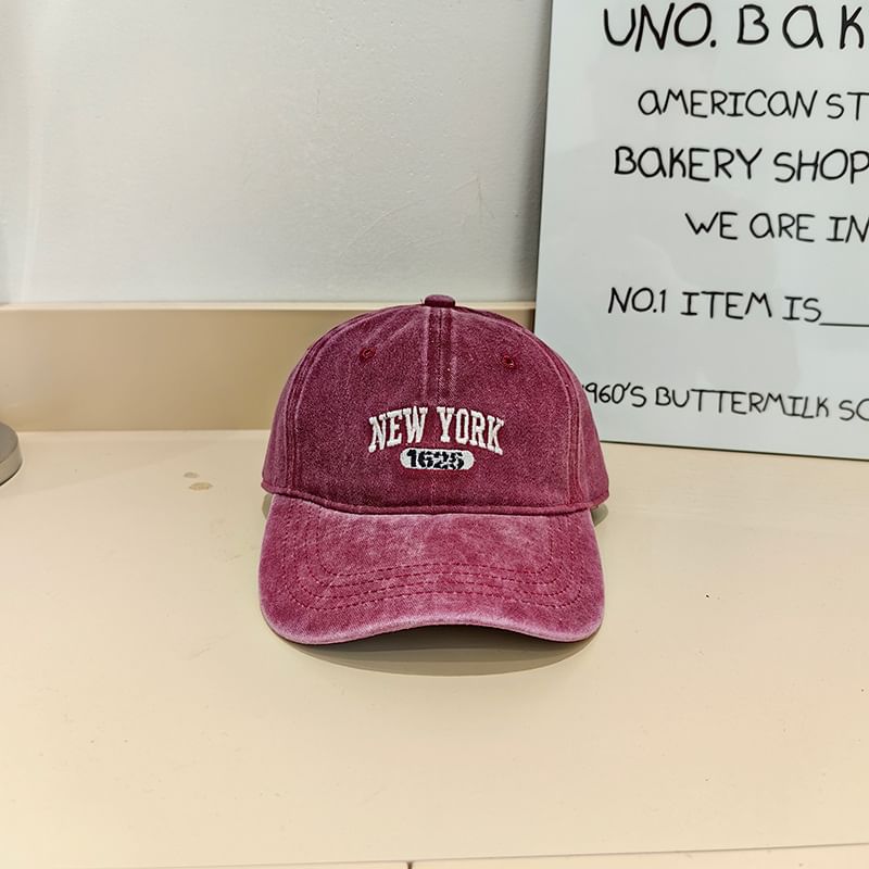 Cap Baseball Washed Lettering Embroidered