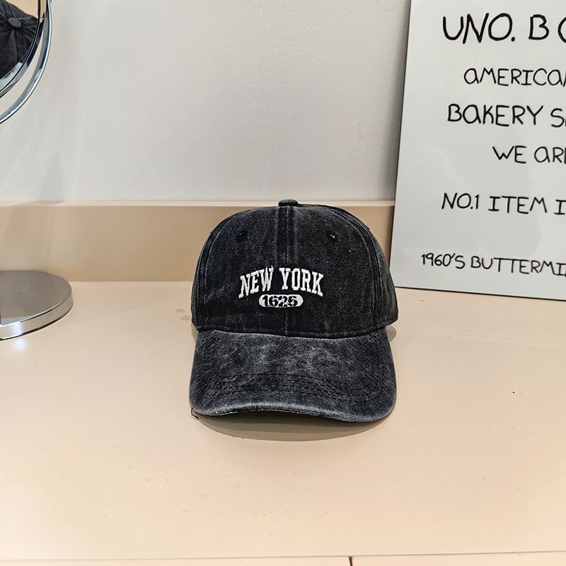 Cap Baseball Washed Lettering Embroidered