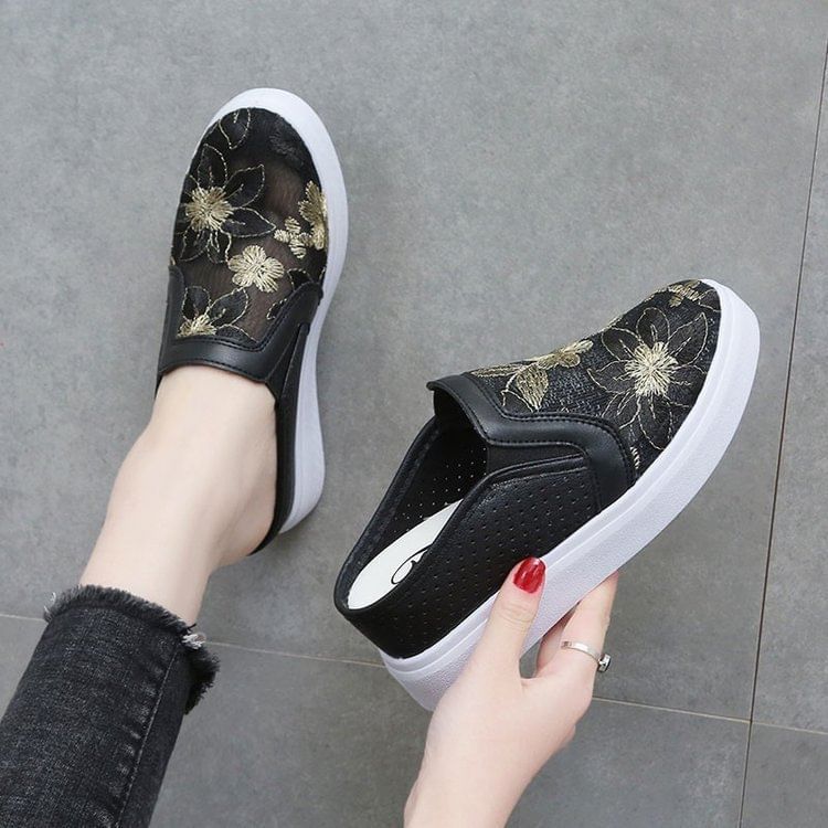 Hidden Wedge Lace Slip-Ons