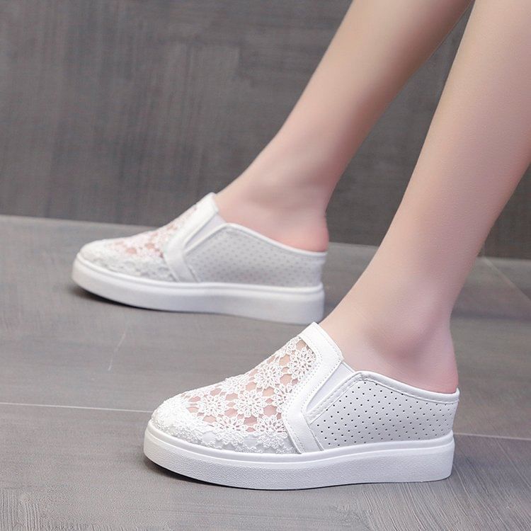 Hidden Wedge Lace Slip-Ons