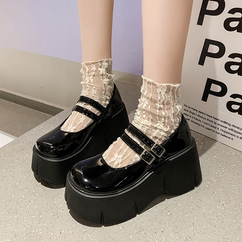 Plain Platform Mary Jane Shoes