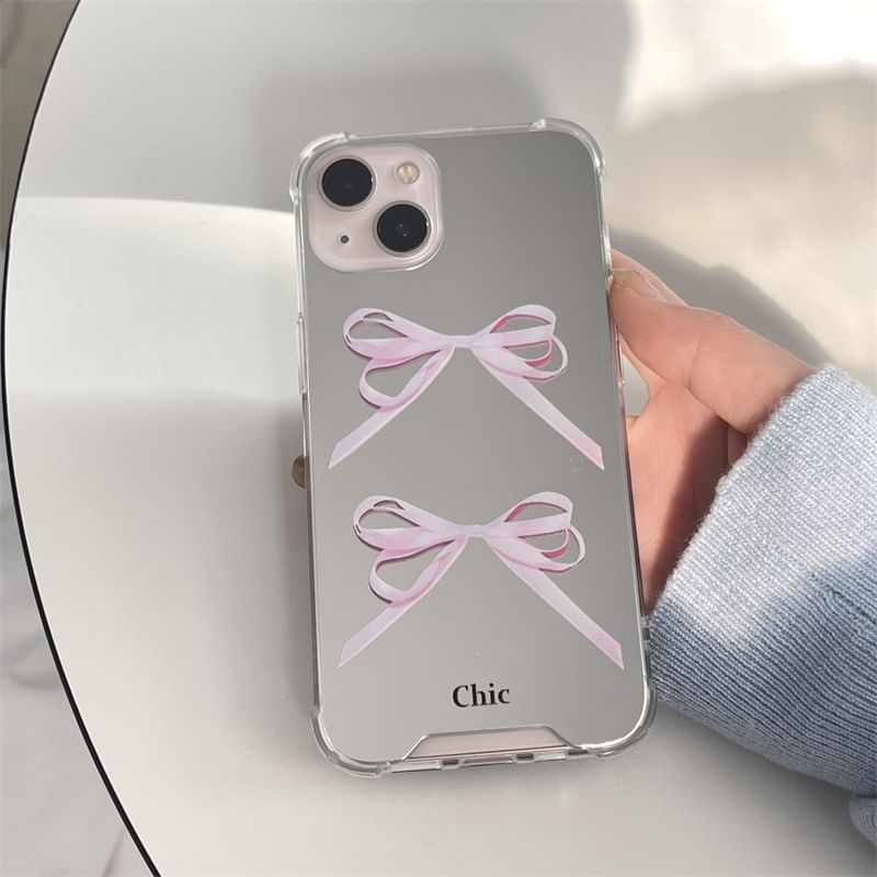 Ribbon Mirrored Phone Case - iPhone 15 Pro Max / 15 Pro / 15 Plus / 15 / 14 Pro Max / 14 Pro / 14 Plus / 14 / 13 Pro Max / 13 Pro / 13 / 13 mini / 12 Pro Max / 12 Pro / 12 / 12 mini / 11 Pro Max / 11 Pro / 11