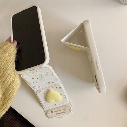Floral Heart Foldable Stand Phone Case
