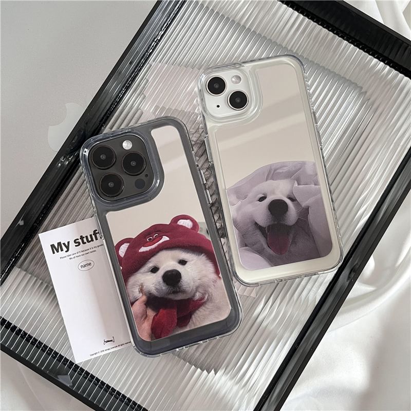 Dog Mirrored Phone Case - iPhone 15 Pro Max / 15 Pro / 15 Plus / 15 / 14 Pro Max / 14 Pro / 14 Plus / 14 / 13 Pro Max / 13 Pro / 13 / 13 mini / 12 Pro Max / 12 Pro / 12 / 12 mini / 11 Pro Max / 11 Pro / 11