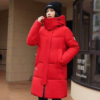 Hooded Padded Zip-Up Long Parka