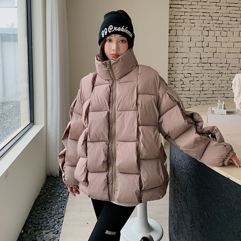 High Neck Zip-Up Puffer Jacket