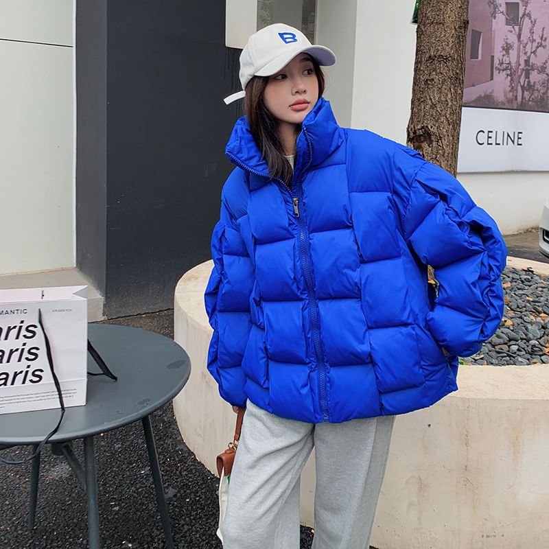 High Neck Zip-Up Puffer Jacket