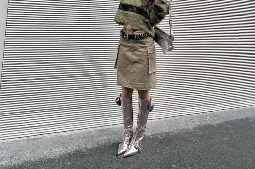 Long-Sleeve Boatneck Perforated Knit Top