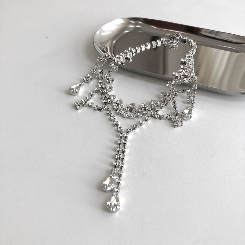 Rhinestone Layered Alloy Choker