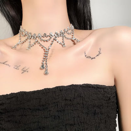 Rhinestone Layered Alloy Choker